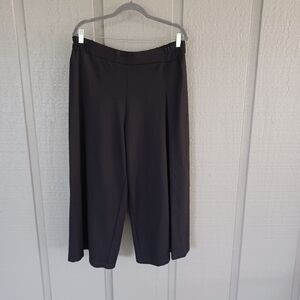 Planet By Lauren G Wide Leg Crop Pullon Pant Size 2 US 10 -14 Minimalist Black